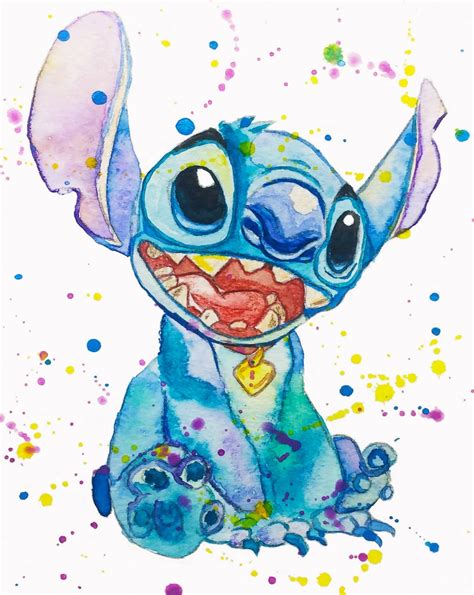 Disney Stitch baby Stitch Watercolor Art print Watercolor | Etsy