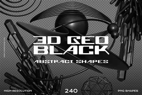 240 Black Abstract 3D Shapes - Design Cuts