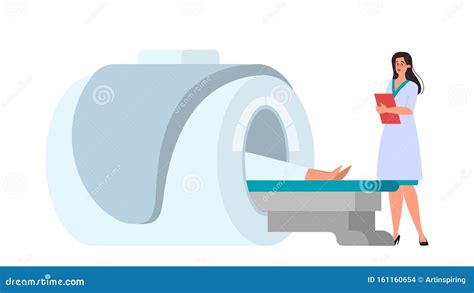 MRI Scan Procedure. Doctor and Patient at the Scanner Stock Vector ...