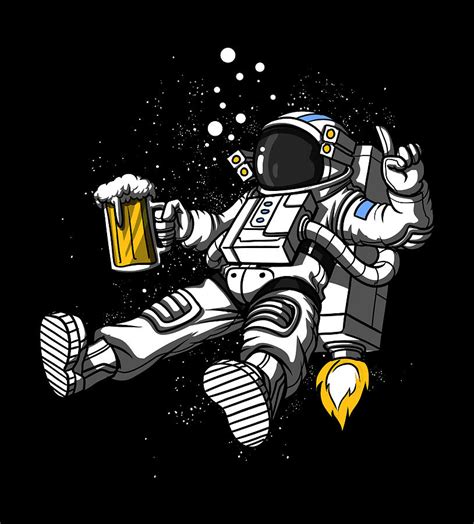 Space Astronaut Beer Party Digital Art by Nikolay Todorov - Pixels