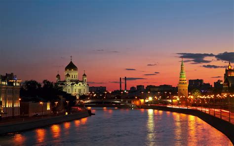 Russia, city, Moscow, river, sunset wallpaper | travel and world ...