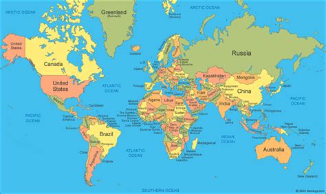 World Map With Labels Of Countries - Robin Christin