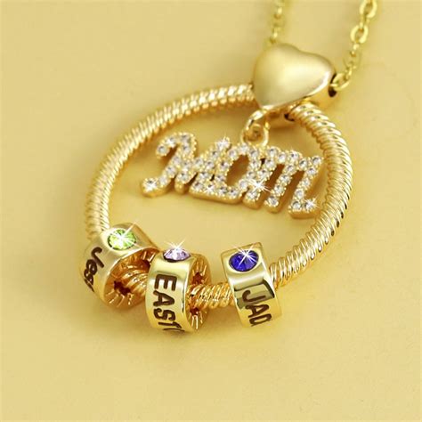 Mom Necklace With Kids Name Family Name Necklace With - Etsy