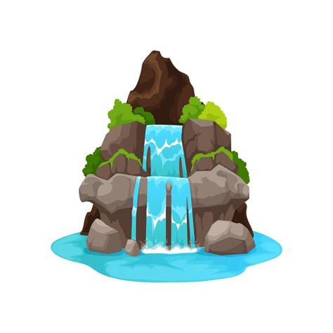 Cartoon water cascade, isolated jungle waterfall 19511049 Vector Art at ...