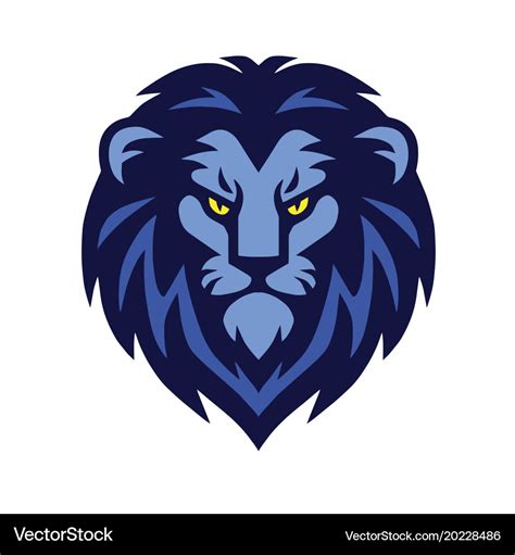 Blue lion head logo design Royalty Free Vector Image