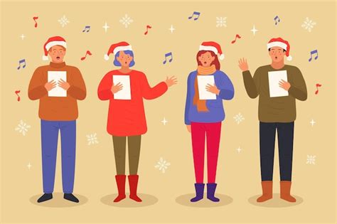 Free Vector | Choir of people singing christmas carol