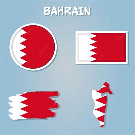 Premium Vector | Bahrain map including map with reflection map in flag ...