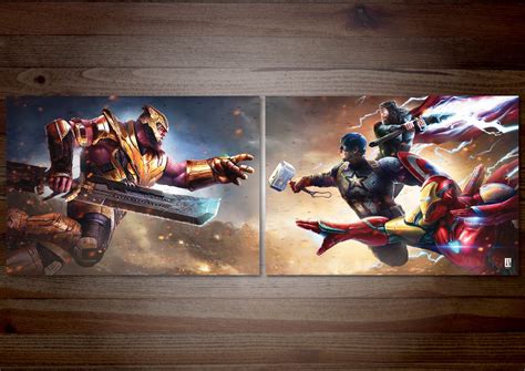 Avengers Vs Thanos Battle Combo Art Print | Etsy