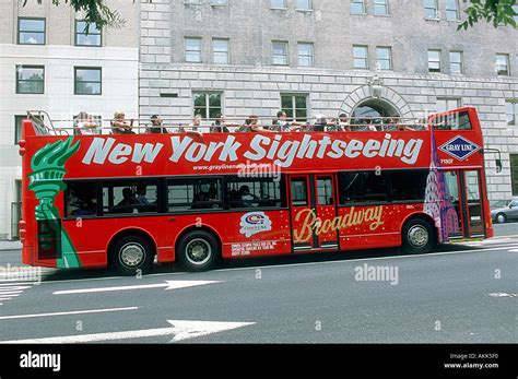 New York City Sightseeing Tour Bus Manhattan NYC USA Stock Photo - Alamy