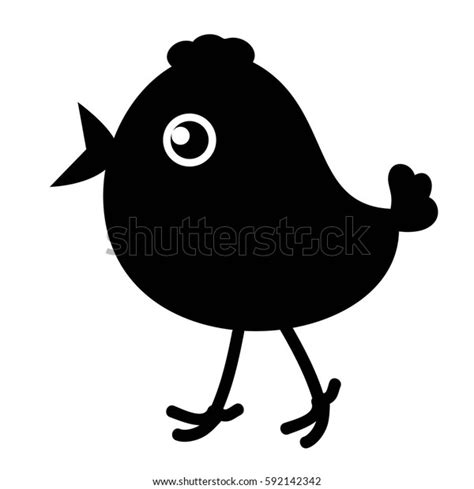 Silhouette Cartoon Chicken Isolated On White Stock Vector (Royalty Free ...