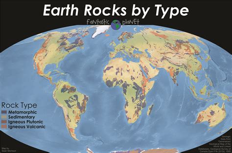 Simplified geologic world map showing different rock types [OC] : r/geology