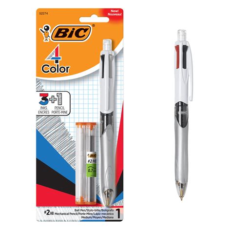 BIC 4-Color Ballpoint Pen And Pencil, Medium Point Mm), Lead, Assorted ...