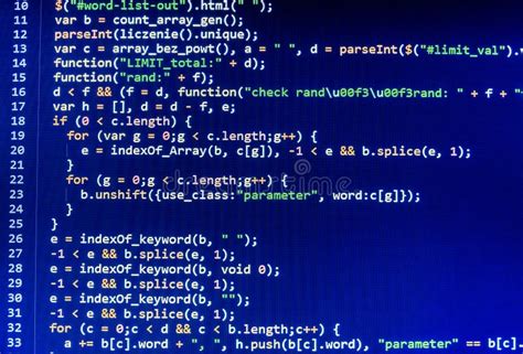 Coding Programming Source Code Screen. Colorful Abstract Data Display ...