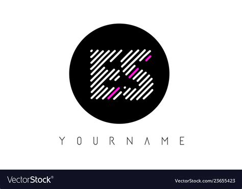 Es letter logo design with white lines and black Vector Image