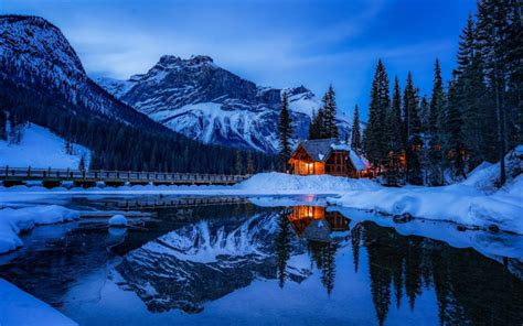 Download wallpapers Banff National Park, winter, night, mountains ...