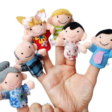 6PCS 1 Set Family Finger Puppets Cloth Doll Baby Educational Cartoon ...