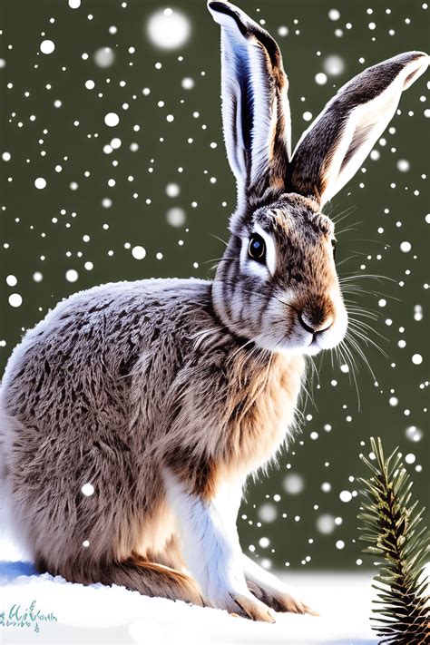 Cute Winter Hare Digital Graphic · Creative Fabrica