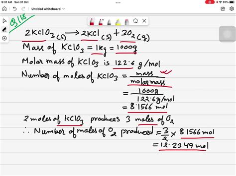 SOLVED:Oxygen gas can be generated by the decomposition of potassium ...