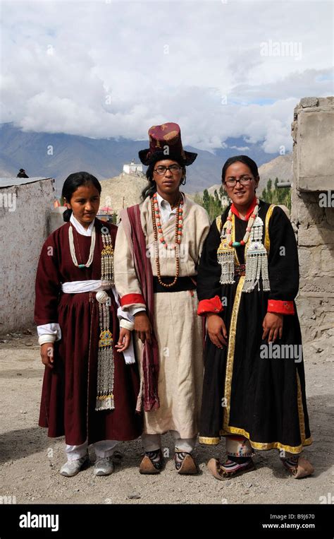 Ladakhi people in traditional costume, Leh, Ladakh, North India ...