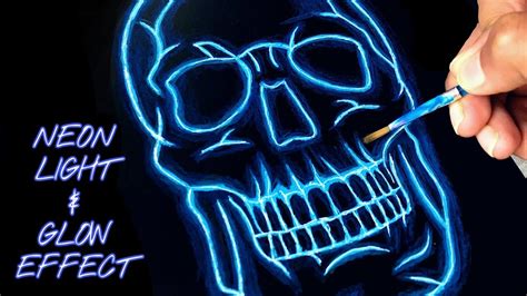 How To Draw Neon Lights | Add Glow Effect To Drawings | Glow effect ...