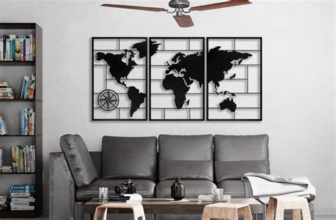 "World Map Metal Wall Decor: 3D Metal World Map, Metal Art Work; World ...