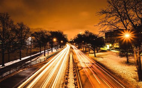 photography, Urban, City, Lights, Night, Highway, Trees, Building, Long ...