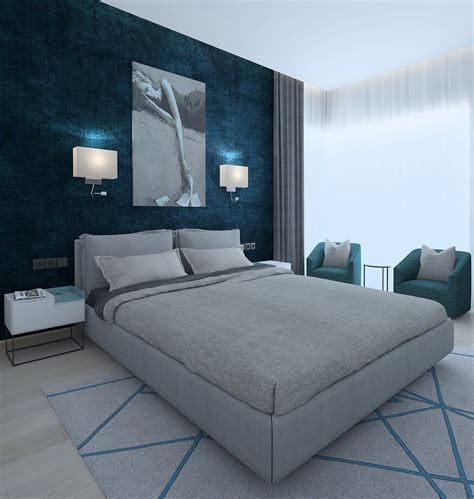 Modern bedroom with green wallpaper 3D | CGTrader