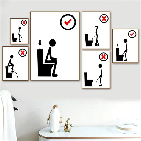 Funny Toilet Bathroom Restroom Humour Wall Art Canvas Painting Nordic ...