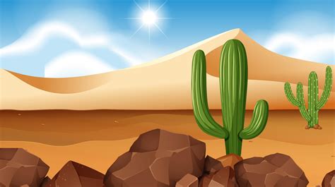 Scène de désert avec cactus 295619 Art vectoriel chez Vecteezy