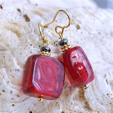 RED MURANO GLASS EARRINGS GENUINE MURANO GLASS JEWELRY