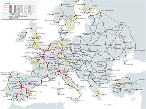 Map of high-speed rail network in Europe : r/europe