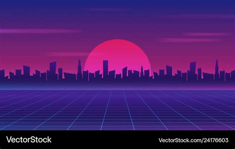 Retro future 80s style sci-fi wallpaper Royalty Free Vector