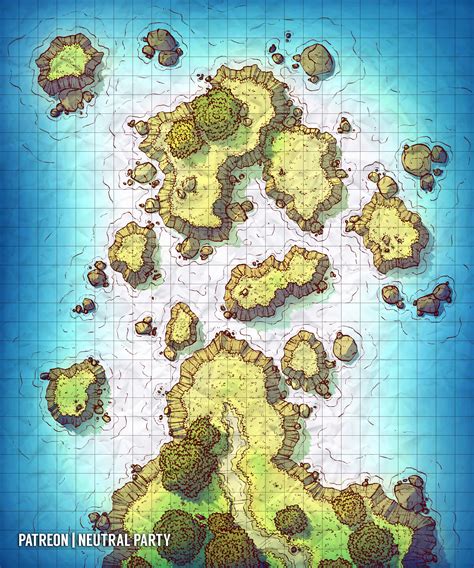 [OC][Art] Sea Cliffs Battlemap : r/DnD