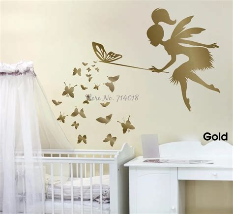 Fairy Blowing Butterflies Wall Decal 3D Poster Vinyl Wall Sticker Fairy ...