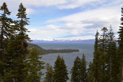 Landscape through the pine trees at Lake Tahoe in Emerald Bay image ...