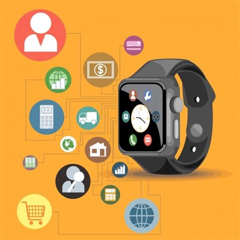 Free Vector | Smart watch on orange background