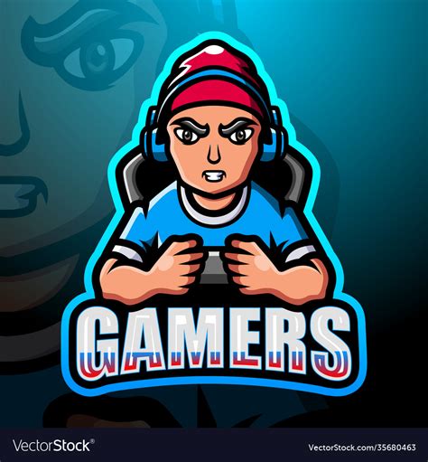 Gamer boy mascot esport logo design Royalty Free Vector