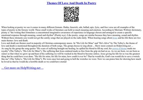 Themes Of Love And Death In Poetry | PPT