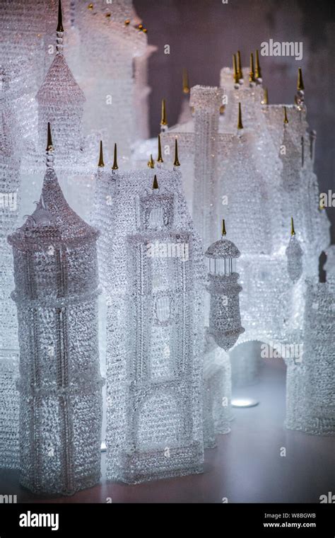 The glass-made Disney castle by Miguel Arribas is on display at the ...