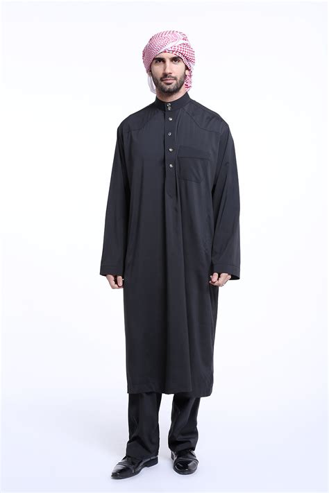 Men Muslim dress Saudi Style Thobe Robe Islamic Kaftan Abaya Arab Dubai ...