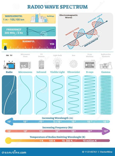 Electromagnetic Waves: Radio Wave Spectrum. Vector Illustration Diagram ...