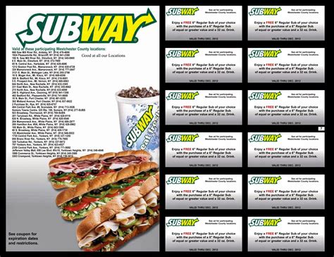 Free Printable Subway Coupons 2017 - Free Printable