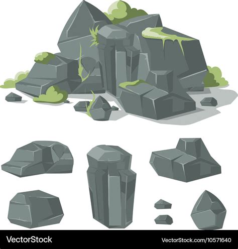 Stones and rocks cartoon nature boulder Royalty Free Vector