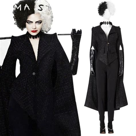 Cruella Cosplay 2021 Cruella DeVil Emma Stone Costumes Wigs Outfit ...