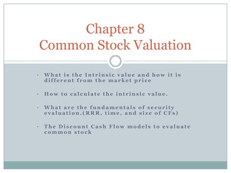 Chapter 8 Common Stock Valuation