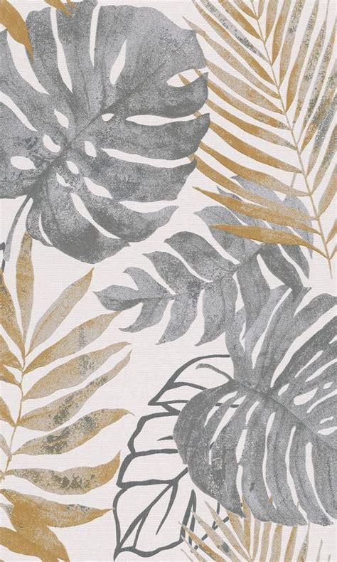 Mustard & Grey Textured Tropical Wallpaper R7069 | Tropical wallpaper ...