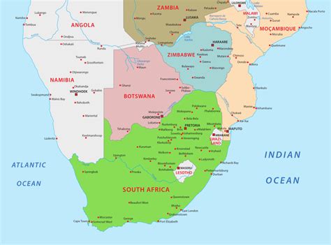 Map of Southern African Countries - Adventure To Africa