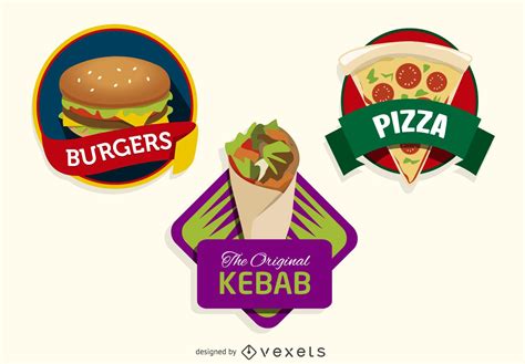 3 Colorful Fast Food Logos Vector Download