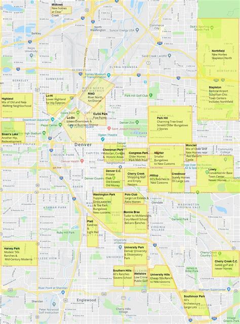 Denver Neighborhoods Map | Color 2018