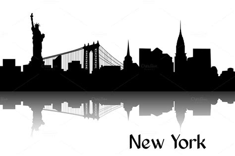 New York Skyline Silhouette Outline